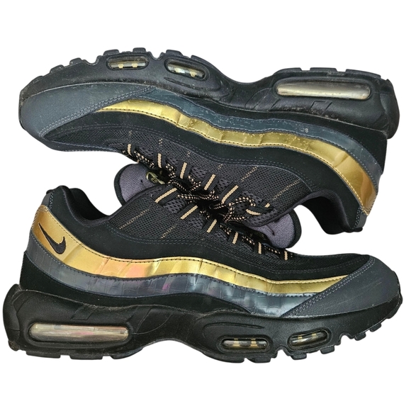 Nike Air Max 95 PRM US 15 Men's Black/Gold/Grey Anthracite Retro 538416 007 - Picture 3 of 11
